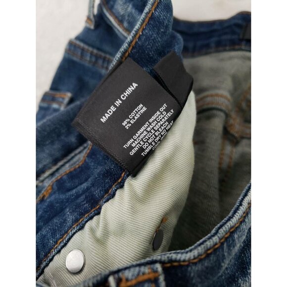 Bluecarats Tapered Jeans Blue Stretch Don't Blame It On The Devil Sz 34 Mens New - Picture 7 of 7